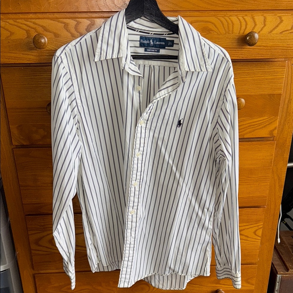 Ralph Lauren Men's White and Black Striped Shirt